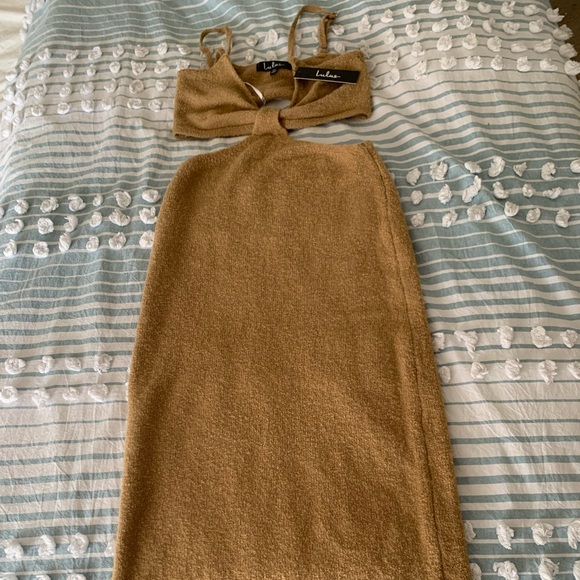 Lulu’s “The Way I Feel” Tan Cutout Midi Dress - Picture 2 of 6